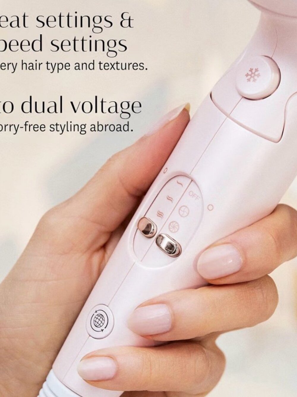 T3 Afar Travel Hair Dryer Folding Handle Satin Blush Pink Lightweight • NIB - Picture 5 of 8